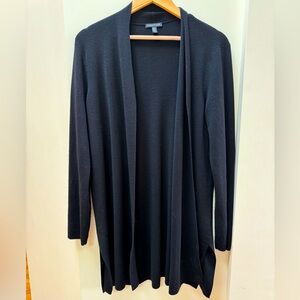 Eileen Fisher Fine Merino Cardigan in Black. Size Large.